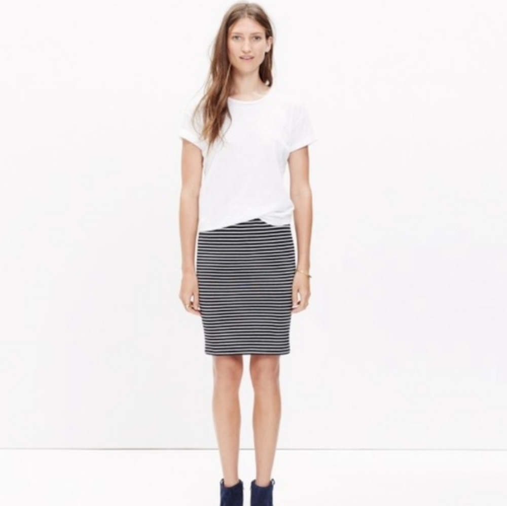 Madewell Black & White Stripe Pencil Skirt Size S